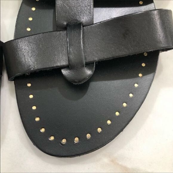 NWOB Barbara Barbieri black/ gold hardware Sandals - Picture 3 of 7
